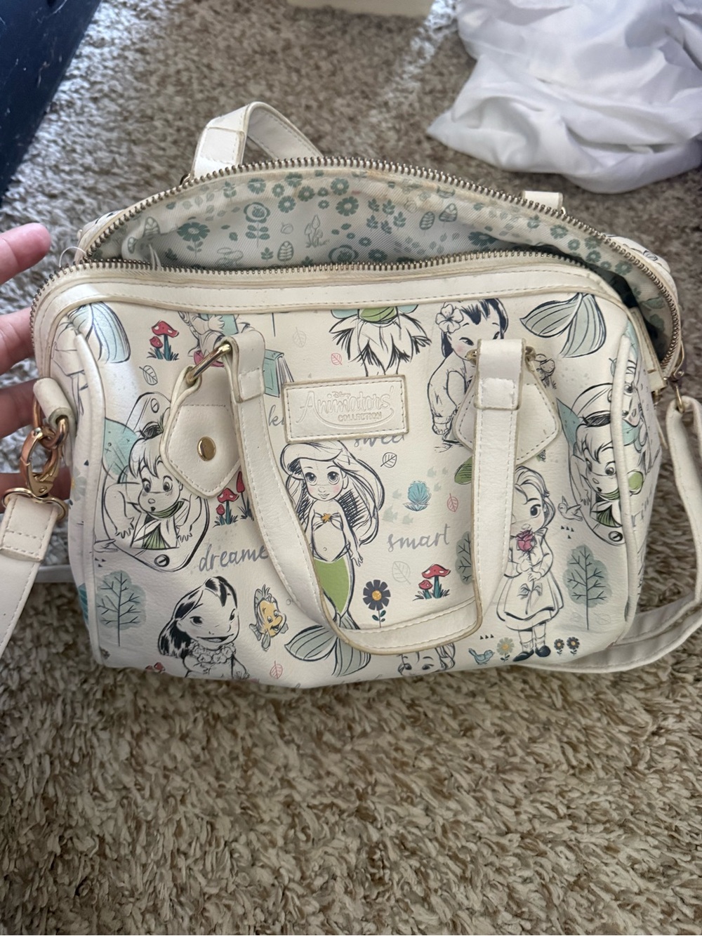 Disney Cream Floral Princess Print Satchel Bag